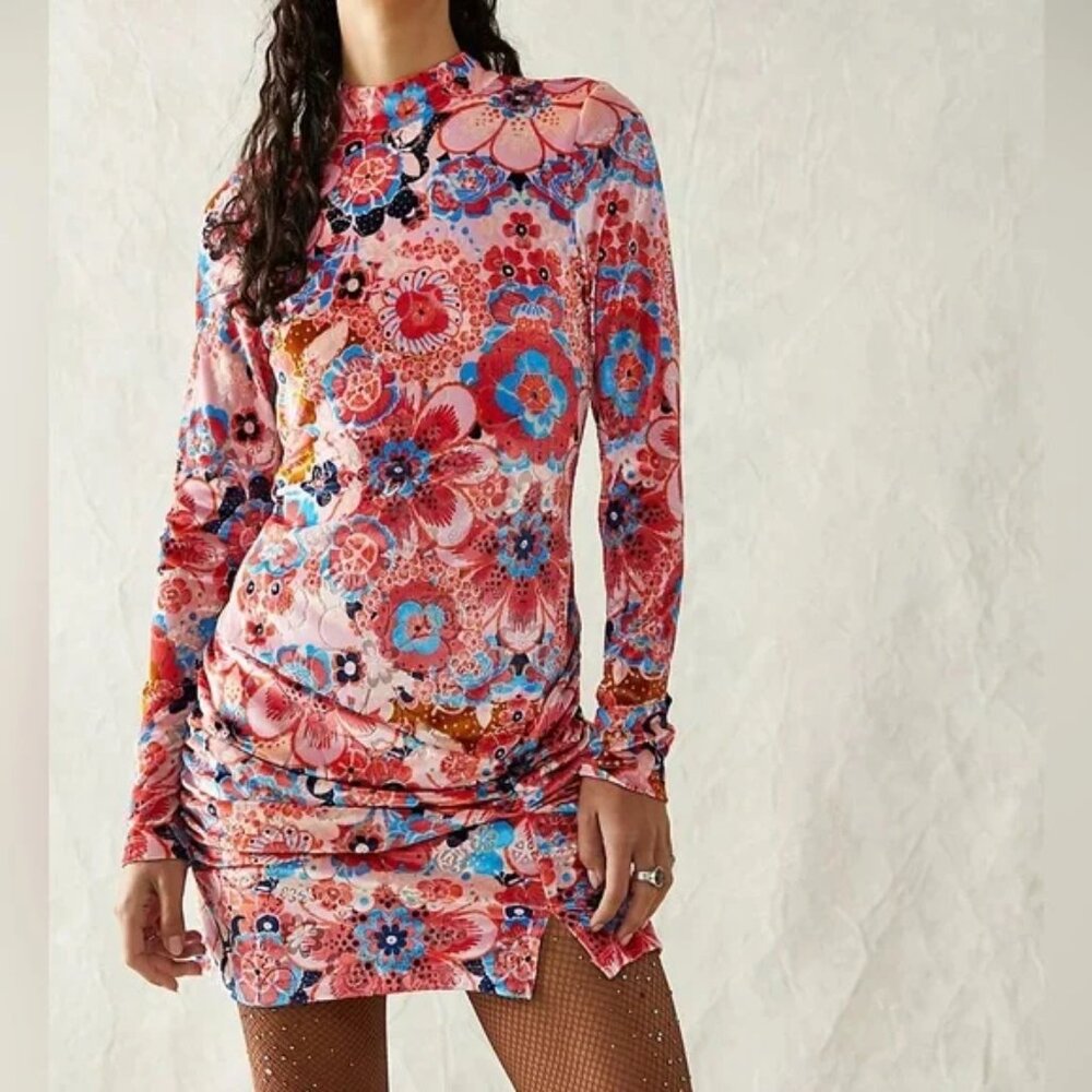 NWT Free People Della Burnout Velvet Mini Dress